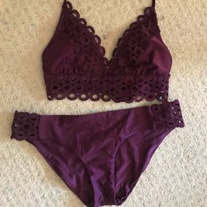 BECCA purple siren eyelet halter BIKINI SET